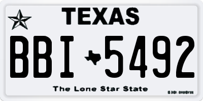 TX license plate BBI5492