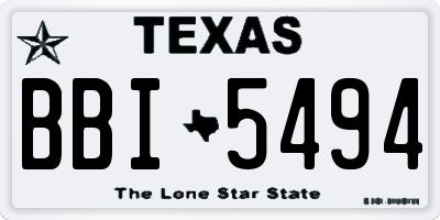 TX license plate BBI5494