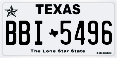 TX license plate BBI5496