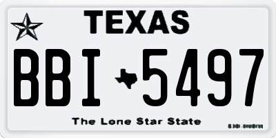 TX license plate BBI5497