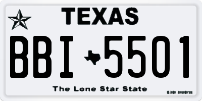 TX license plate BBI5501