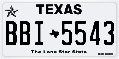 TX license plate BBI5543