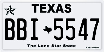 TX license plate BBI5547