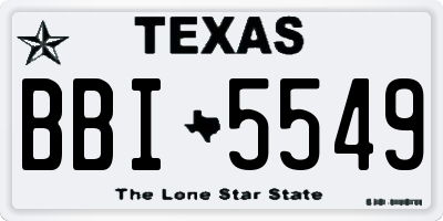 TX license plate BBI5549