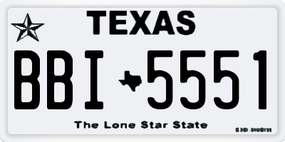 TX license plate BBI5551