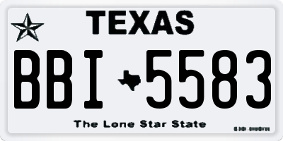 TX license plate BBI5583