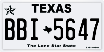 TX license plate BBI5647