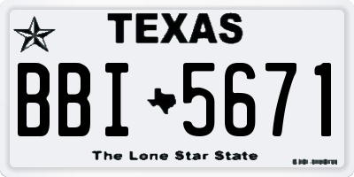 TX license plate BBI5671