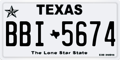 TX license plate BBI5674