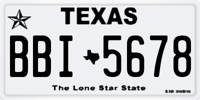 TX license plate BBI5678