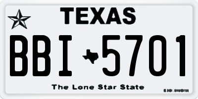 TX license plate BBI5701
