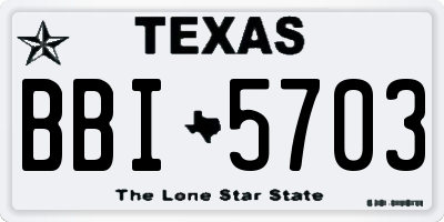 TX license plate BBI5703