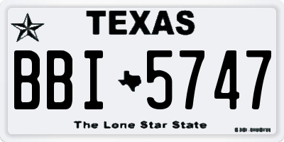 TX license plate BBI5747