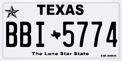 TX license plate BBI5774