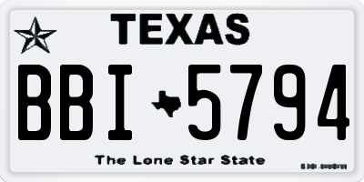 TX license plate BBI5794
