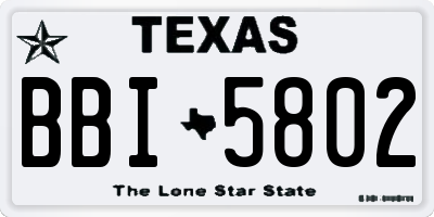 TX license plate BBI5802