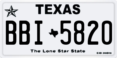 TX license plate BBI5820