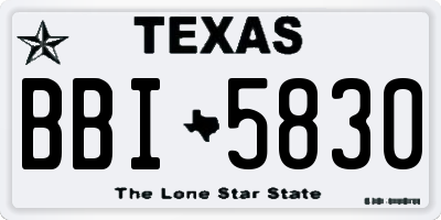 TX license plate BBI5830