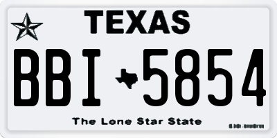 TX license plate BBI5854