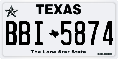 TX license plate BBI5874