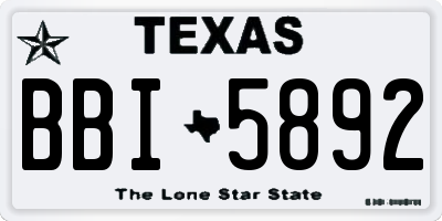 TX license plate BBI5892