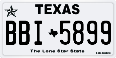 TX license plate BBI5899