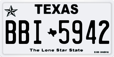 TX license plate BBI5942