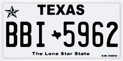 TX license plate BBI5962