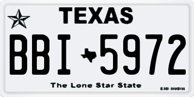 TX license plate BBI5972