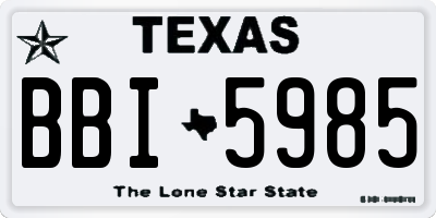 TX license plate BBI5985