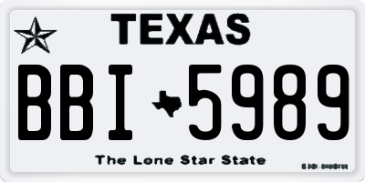 TX license plate BBI5989