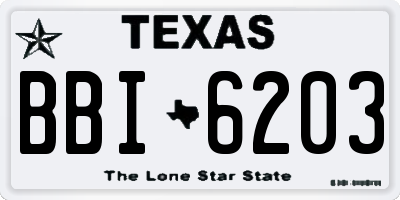 TX license plate BBI6203