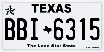 TX license plate BBI6315