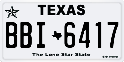 TX license plate BBI6417
