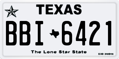 TX license plate BBI6421