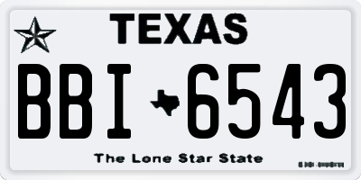 TX license plate BBI6543