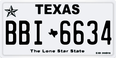 TX license plate BBI6634