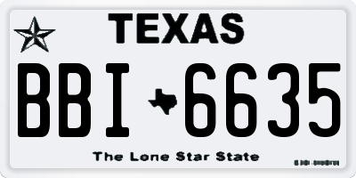 TX license plate BBI6635