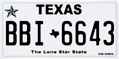 TX license plate BBI6643