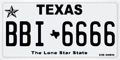 TX license plate BBI6666
