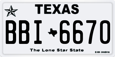 TX license plate BBI6670