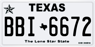 TX license plate BBI6672