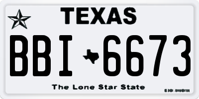 TX license plate BBI6673