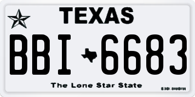 TX license plate BBI6683
