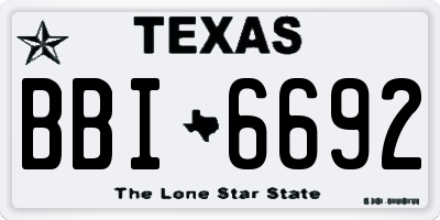 TX license plate BBI6692