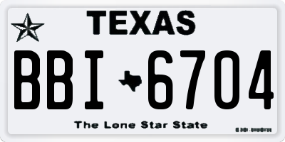 TX license plate BBI6704