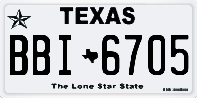TX license plate BBI6705