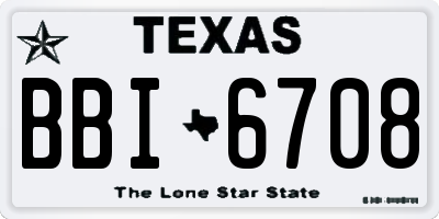 TX license plate BBI6708