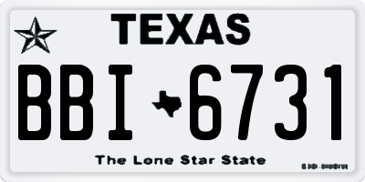 TX license plate BBI6731