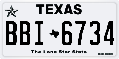 TX license plate BBI6734